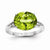 14k White Gold Diamond and Peridot Oval Ring