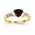 14k Yellow Gold Rhodium Diamond and Garnet Heart Ring