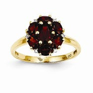 14k Yellow Gold Garnet and Diamond Ring