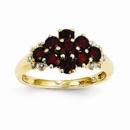 14k Yellow Gold Garnet and Diamond Ring