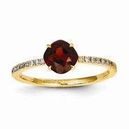 14k Yellow Gold Diamond and Garnet Square Ring