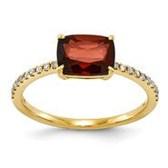 14k Yellow Gold Diamond and Garnet Square Ring