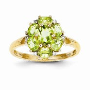 14k Yellow Gold Peridot and Diamond Ring