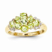 14k Yellow Gold Peridot and Diamond Ring