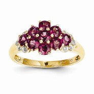 14k Yellow Gold Diamond and Brazilian Garnet Ring