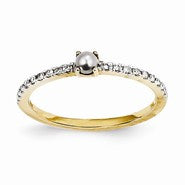 14k Yellow Gold Diamond and Grey Freshwater Cultured Pearl Ring