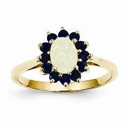 14k Yellow Gold Opal and Sapphire Ring