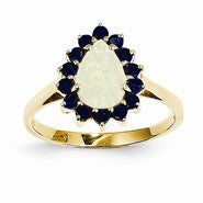 14k Yellow Gold Opal and Sapphire Ring