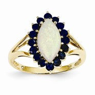 14k Yellow Gold Opal and Sapphire Ring