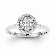 14k White Gold Diamond Round Ring