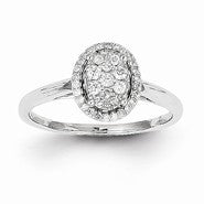 14k White Gold Diamond Oval Ring