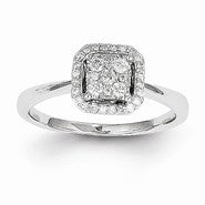 14k White Gold Diamond Square Ring