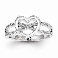14k White Gold Diamond Heart Ring