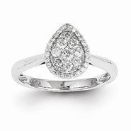 14k White Gold Diamond Teardrop Ring