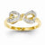 14k Yellow Gold Rhodium Diamond Bow Ring
