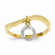 14k Yellow Gold Diamond Circle Dangle Ring