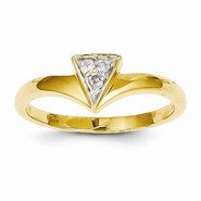 14k Yellow Gold Diamond Triangle Ring