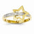 14k Yellow Gold Rhodium Diamond Star Ring
