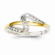 14k Yellow Gold Two tone Swirl Design Diamond Ring