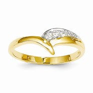 14k Yellow Gold Rhodium Diamond Ring