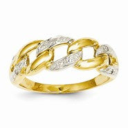 14k Yellow Gold Rhodium Diamond Ring