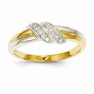 14k Yellow Gold Rhodium Diamond Ring