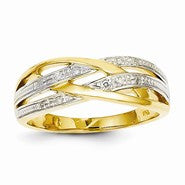 14k Yellow Gold Rhodium Diamond Ring
