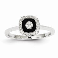 14k White Gold Diamond Square Black Rhodium-plated Ring