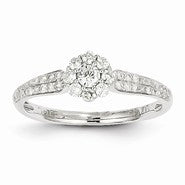 14k White Gold Diamond Flower Ring