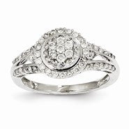 14k White Gold Diamond Round Ring