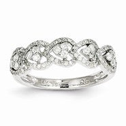 14k White Gold Diamond Heart Pattern Ring