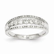 14k White Gold Diamond Three Row Ring