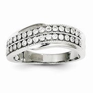 14k White Gold Diamond Double Lined Wave Ring