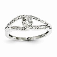 14k White Gold Diamond Simple Twist Ring
