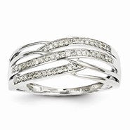 14k White Gold Diamond Multi Lined Ring