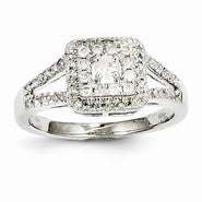 14k White Gold Diamond Square Ring