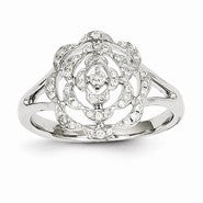 14k White Gold Diamond Flower Ring
