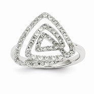 14k White Gold & Diamond Triangle Spiral Ring