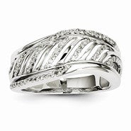 14k White Gold Diamond Open Back Ring