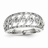 14k White Gold Diamond Open Back Ring