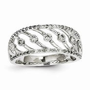 14k White Gold Diamond Open Back Ring