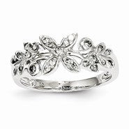 14k White Gold Diamond Patterned Ring