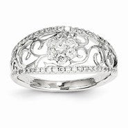 14k White Gold Diamond Flower Ring