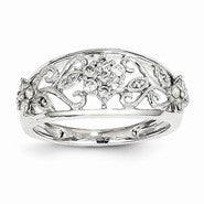 14k White Gold Diamond Open Back Design Ring