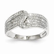 14k White Gold Diamond Multi Lined Ring