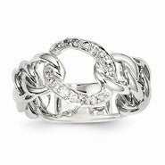 14k White Gold & Diamond Chain Design Ring
