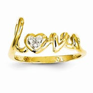 14k Yellow Gold Diamond Love Ring
