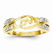 14k Yellow Gold Diamond Love Ring