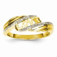 14k Yellow Gold Diamond Love Ring