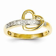 14k Yellow Gold Diamond Heart Ring